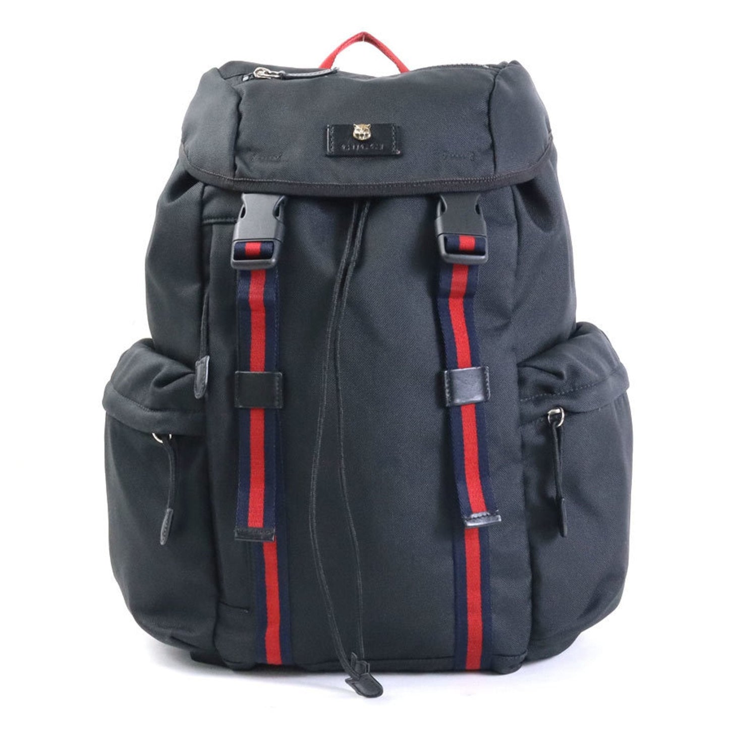 Luxury Gucci Trending 2025 Backpack Webline Cat Head Nylon Black Men's