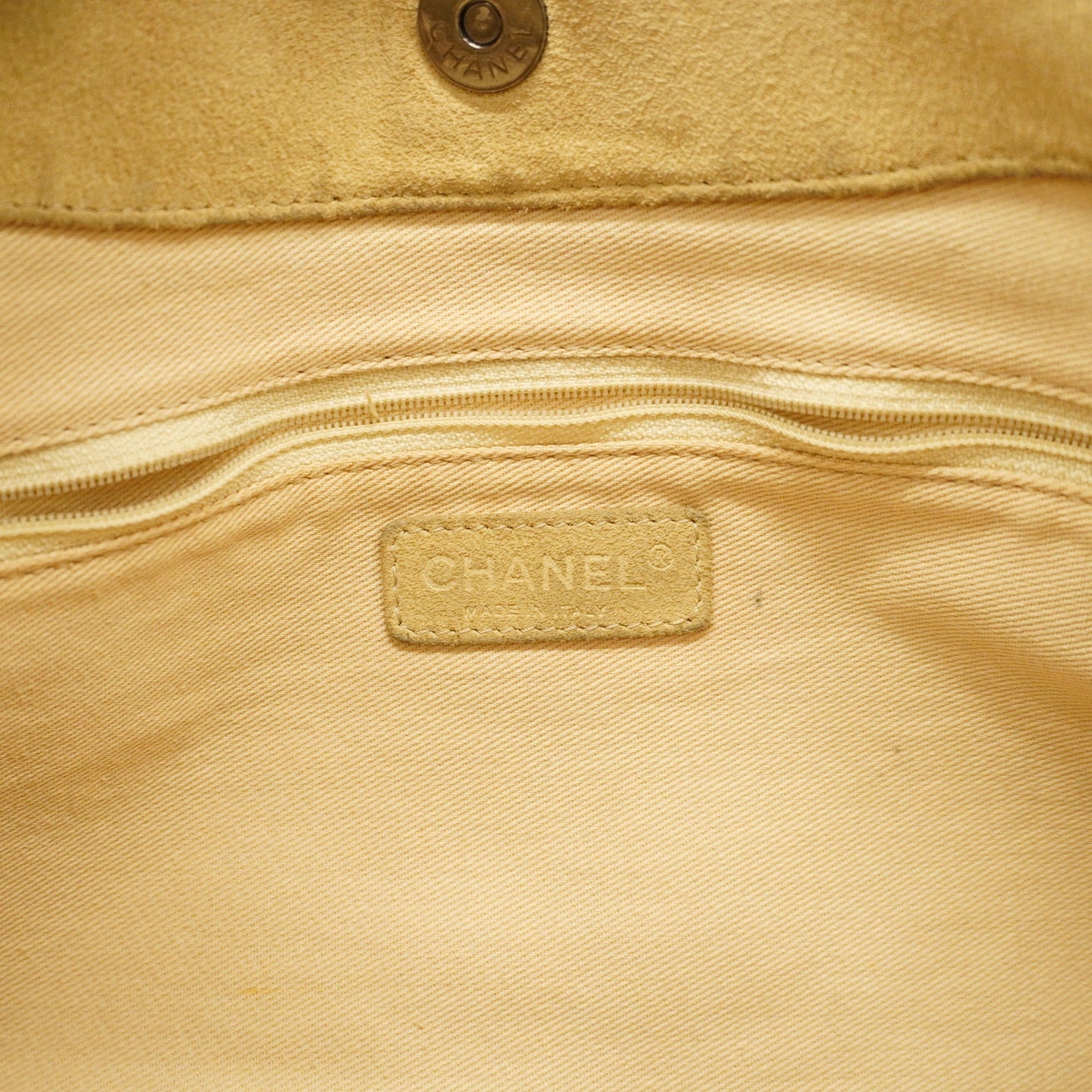 CHANEL  Chain Shoulder Women's Canvas Shoulder Bag Beige