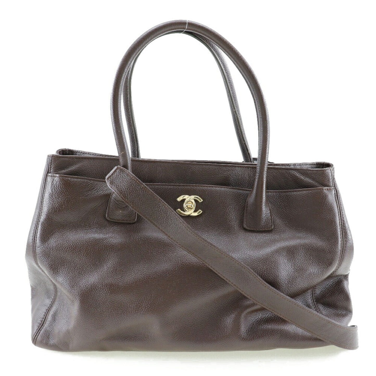 Luxury Chanel Executive Tote Bag 2WAY Shoulder A15206 Matte Caviar Skin Italian Brown Crossbody Handbag 2way Magnetic Type Ladies