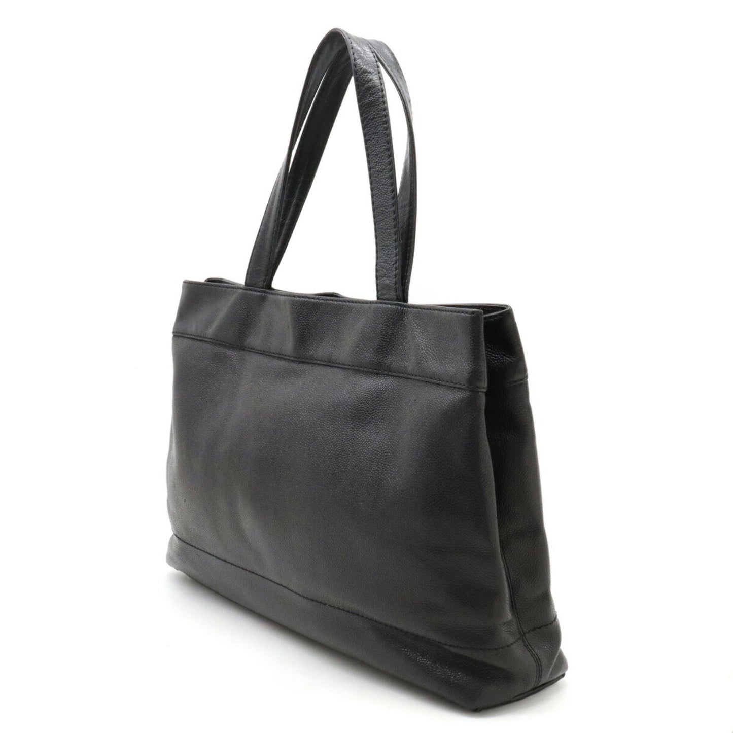 Luxury Chanel Caviar Skin Coco Mark Tote Bag Shoulder Leather Black