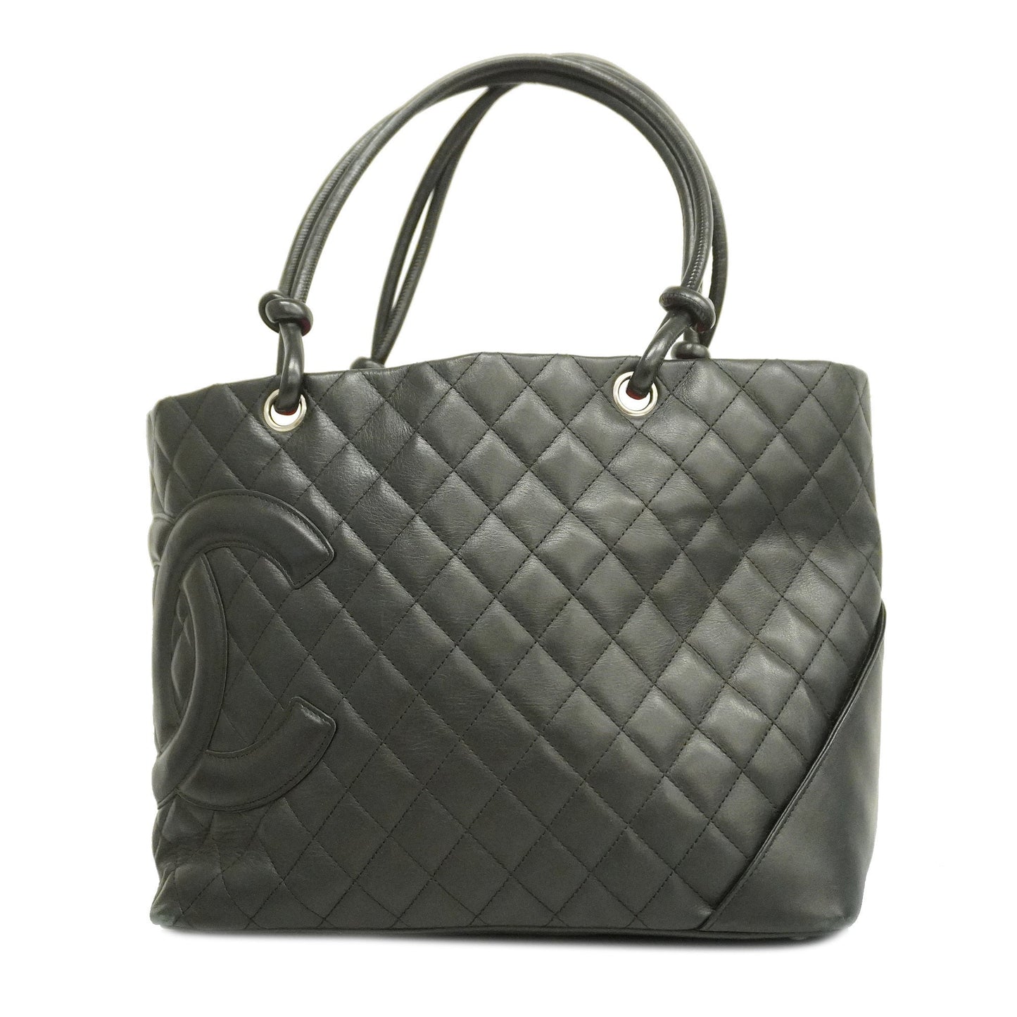 CHANELAuth  Ligne Cambon Tote Bag Women's Leather Tote Bag Black