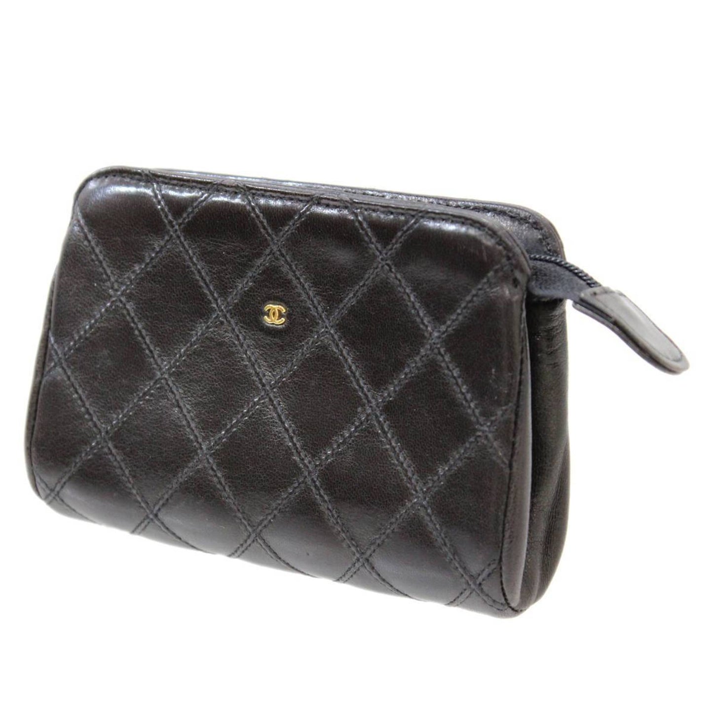 Luxury Chanel pouch matelasse black GC card hologram