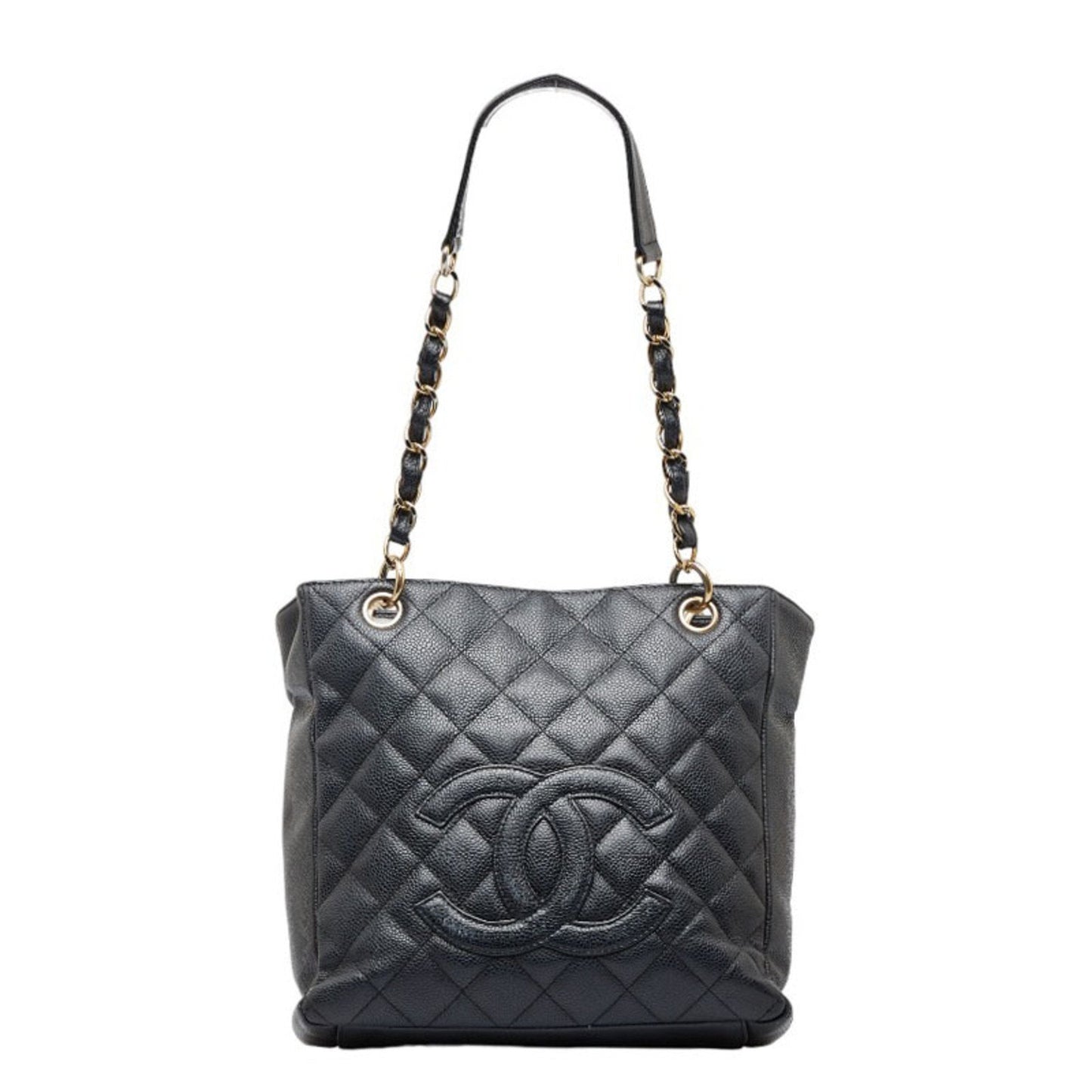 Luxury Chanel Cocomark matelasse PST tote chain handbag black gold caviar skin ladies