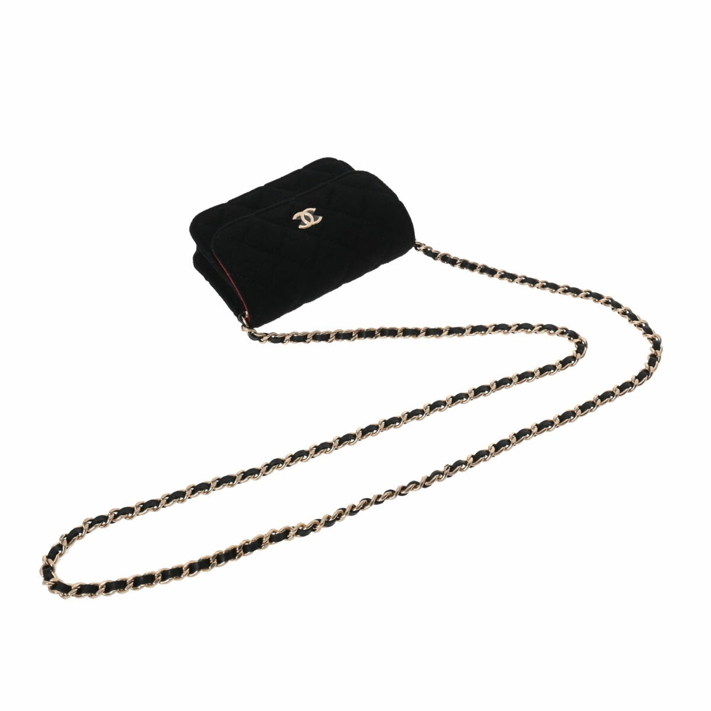 Luxury Chanel Matelasse Chain Pouch Black Women's Jersey