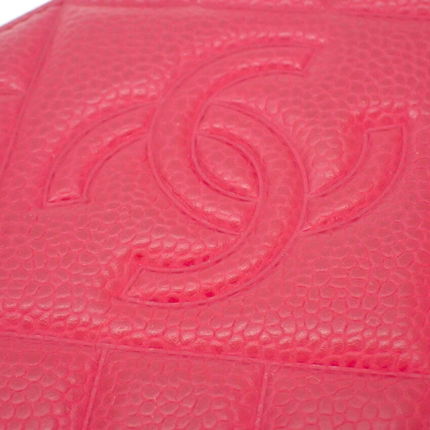 Luxury Chanel here mark caviar skin round long wallet red 2