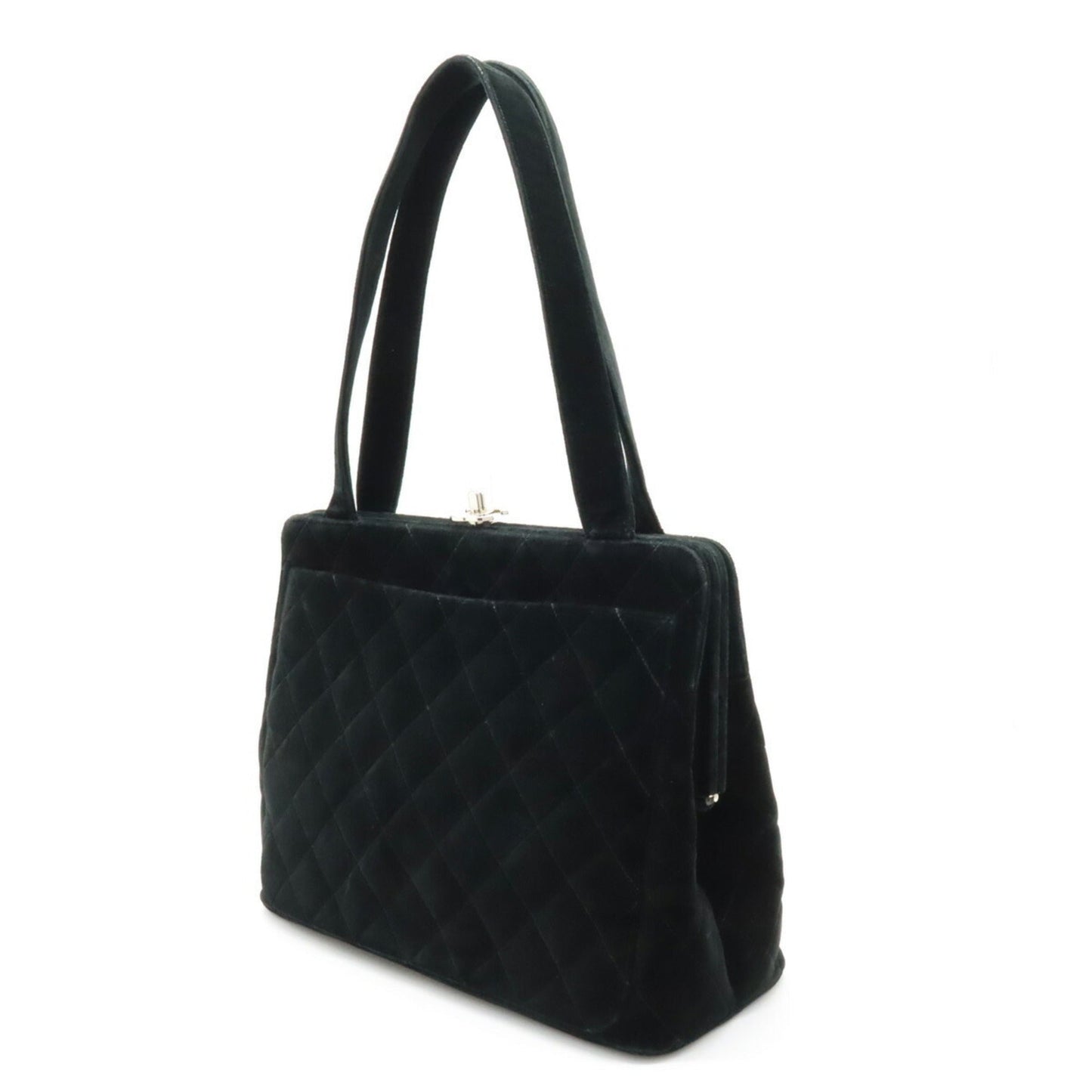 Luxury Chanel Velor Matelasse Shoulder Bag Tote Black
