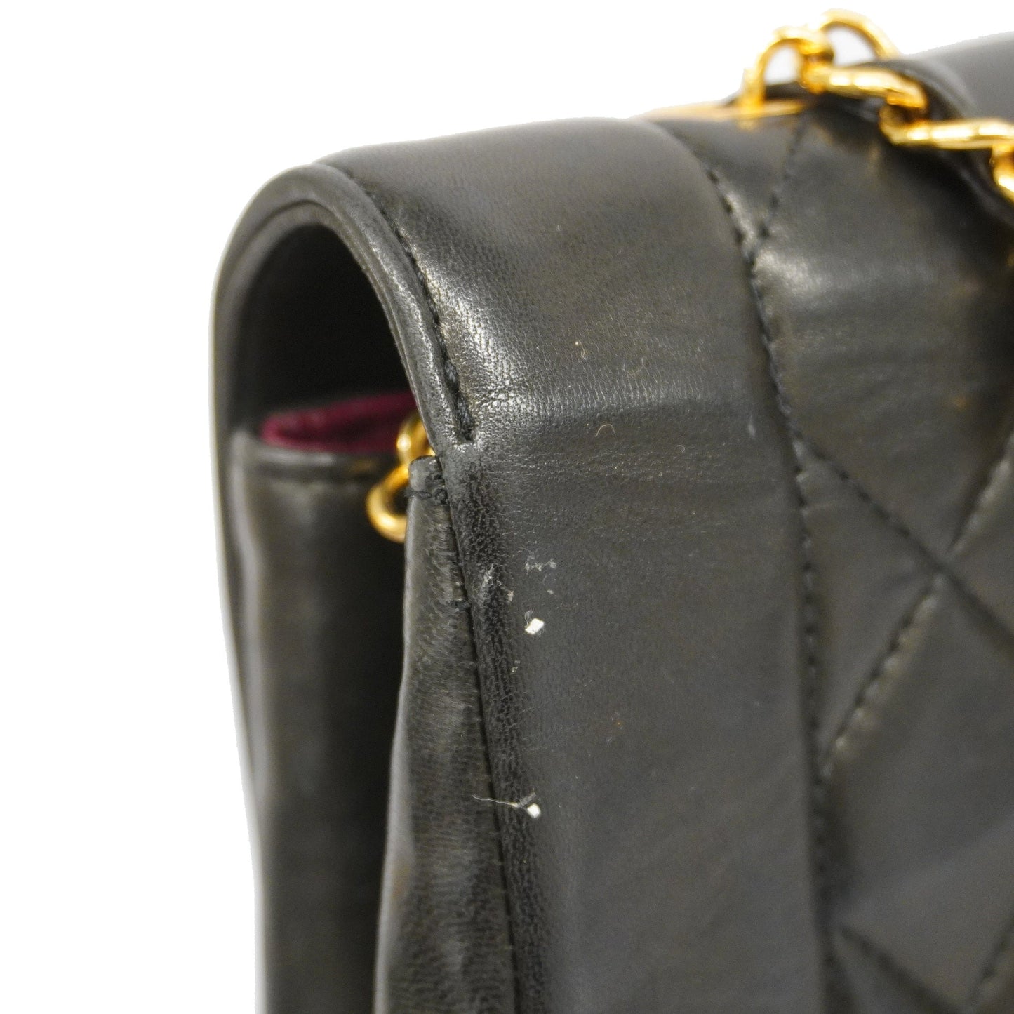 CHANEL  Matelasse Diana Flap Women's Leather Shoulder Bag Black