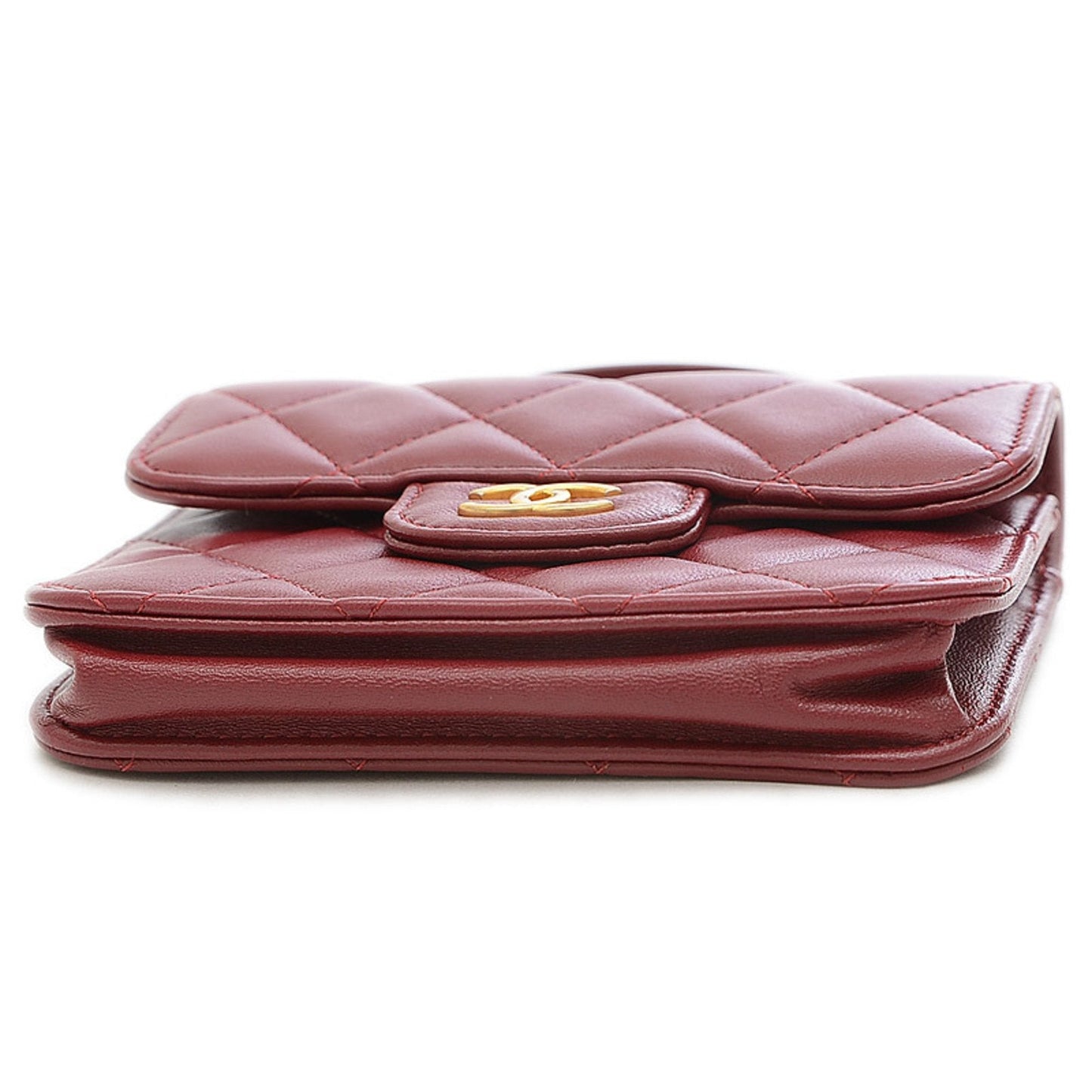 Chanel Matelasse Flap Coin Purse Chain Pouch Lambskin Bordeaux AP2200