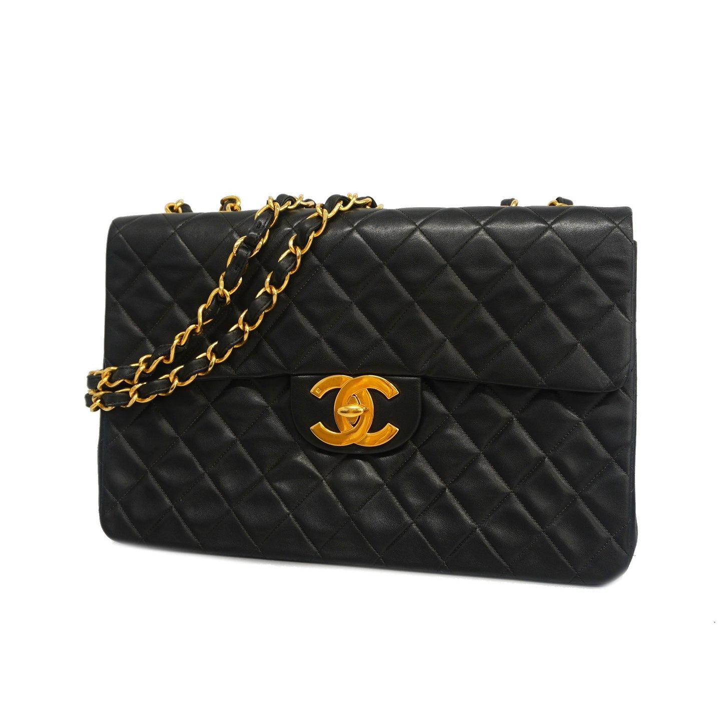 Luxury Chanel  Matelasse Big Matelasse W Chain Women's Leather Shoulder Bag Black