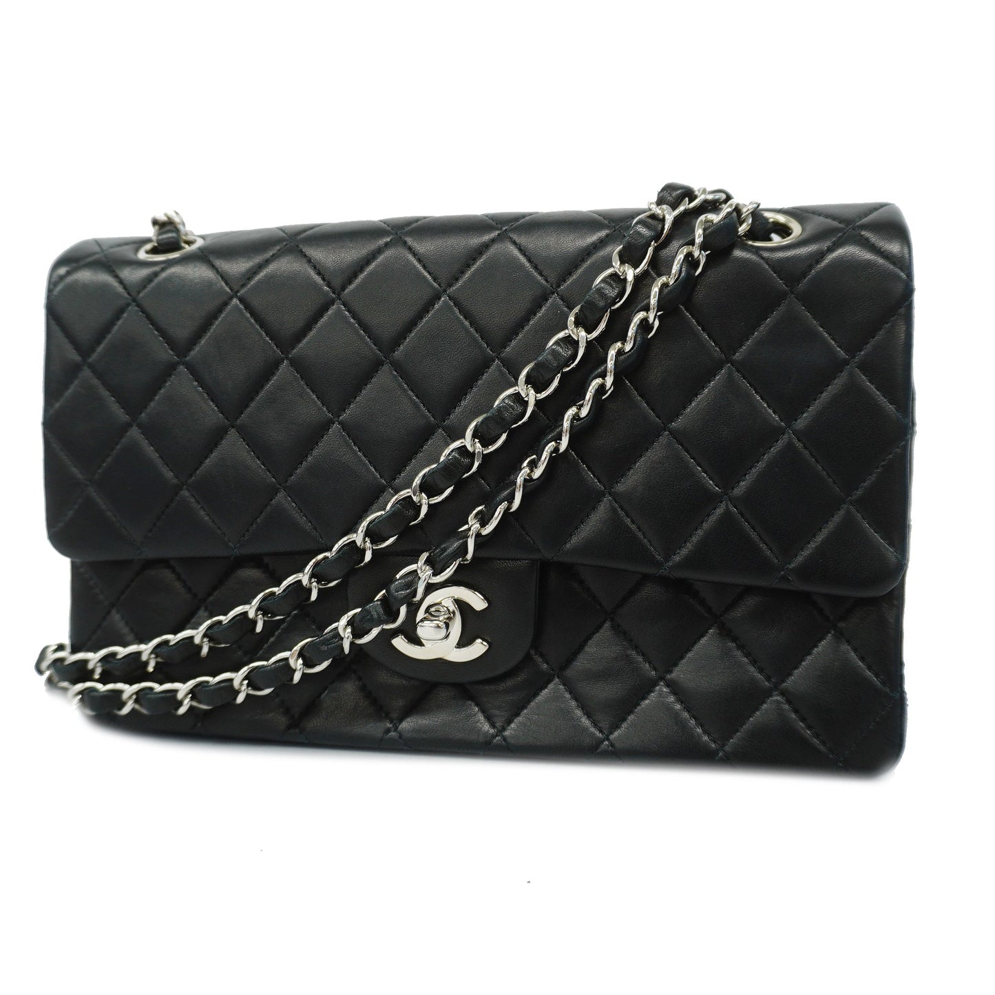 CHANEL  Matelasse W Flap W Chain Lambskin Women's Leather Shoulder Bag Black