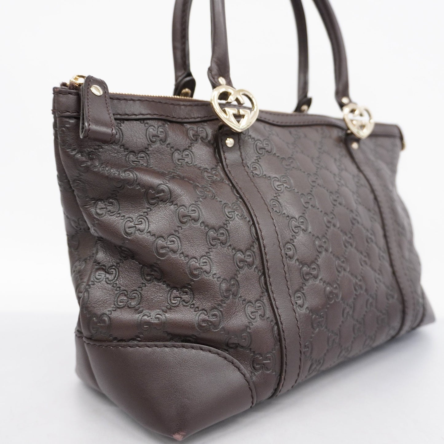 Luxury Gucci ssima Lovely 257069 Women's Leather Tote Bag Brown