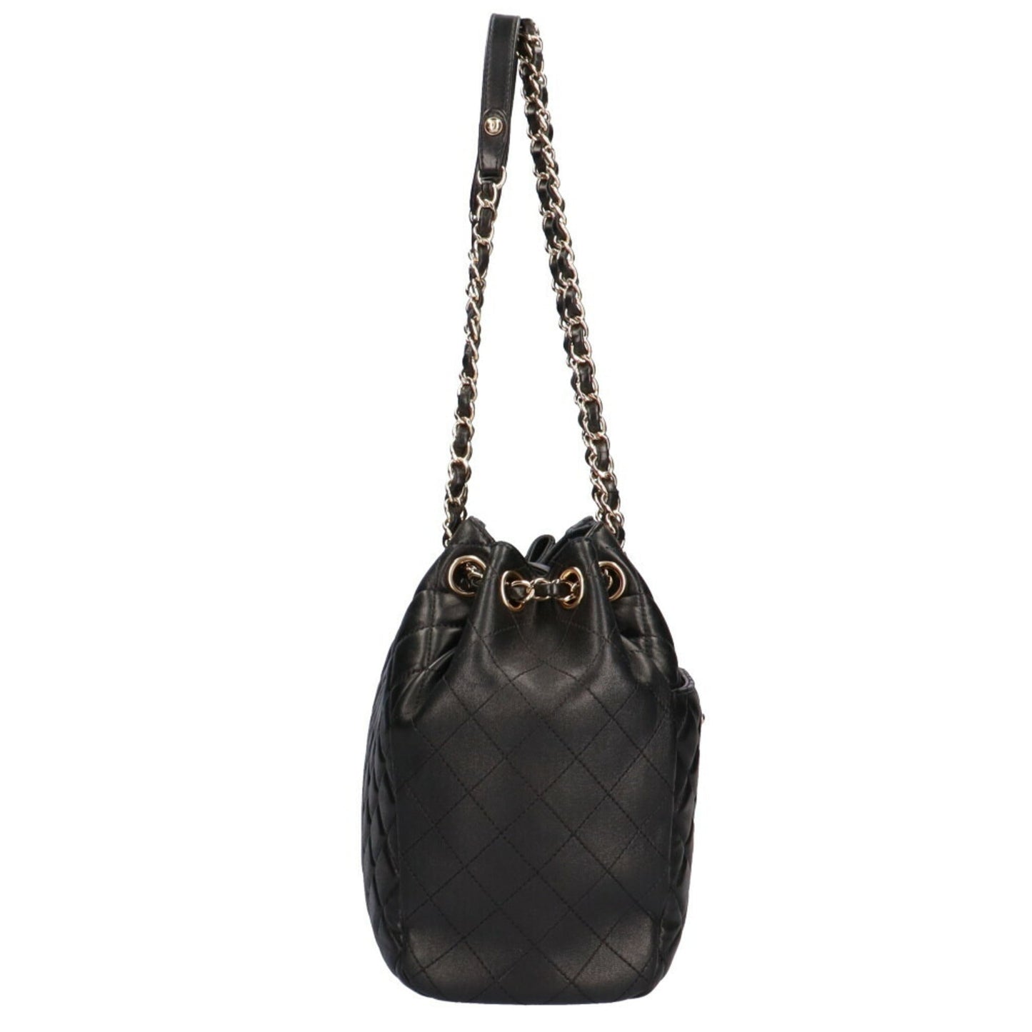 Luxury Chanel chain matelasse shoulder bag lambskin black ladies