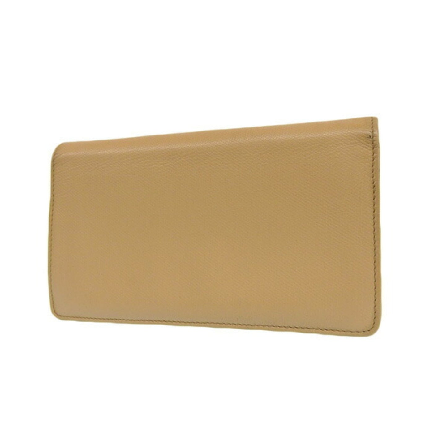 Luxury Chanel Leather Coco Button Bifold Long Wallet Beige Ladies