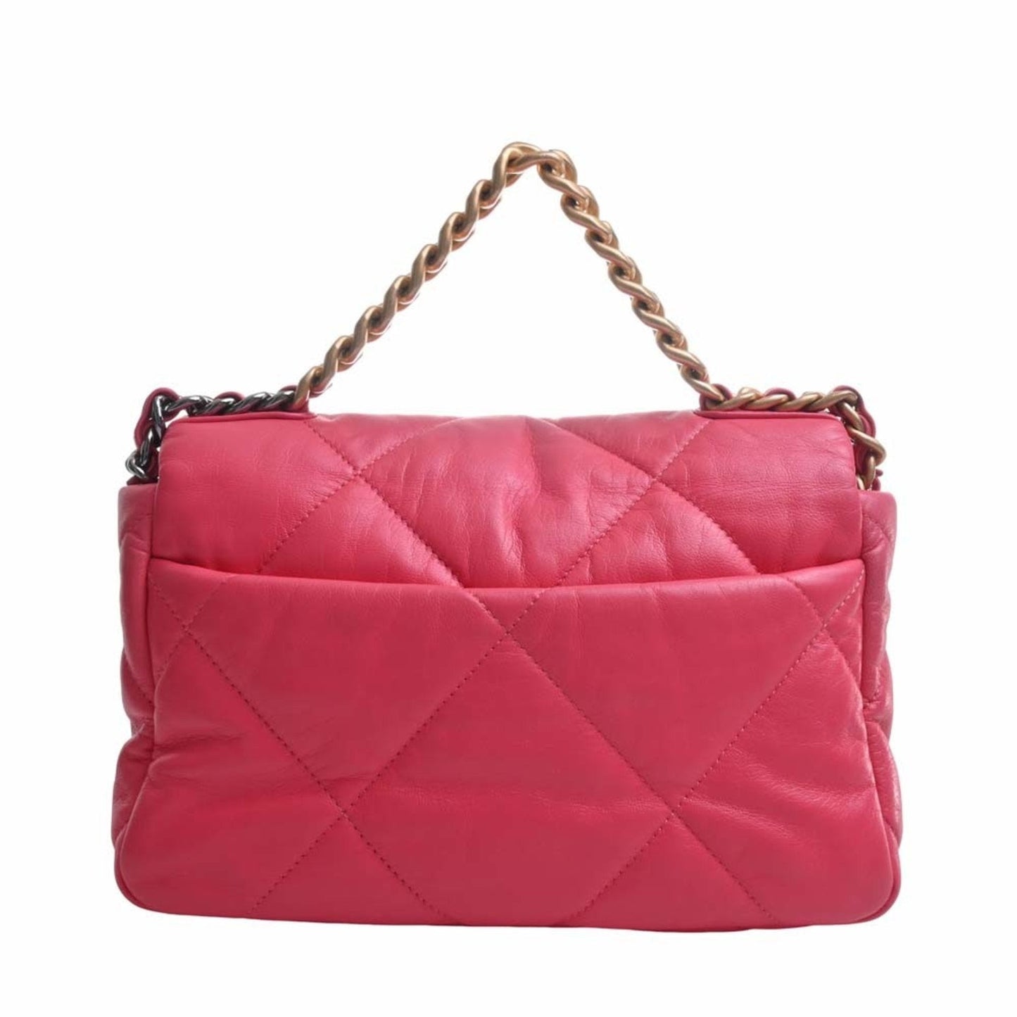 Luxury Chanel Lambskin 19 Coco Mark Chain Shoulder Bag Pink Ladies