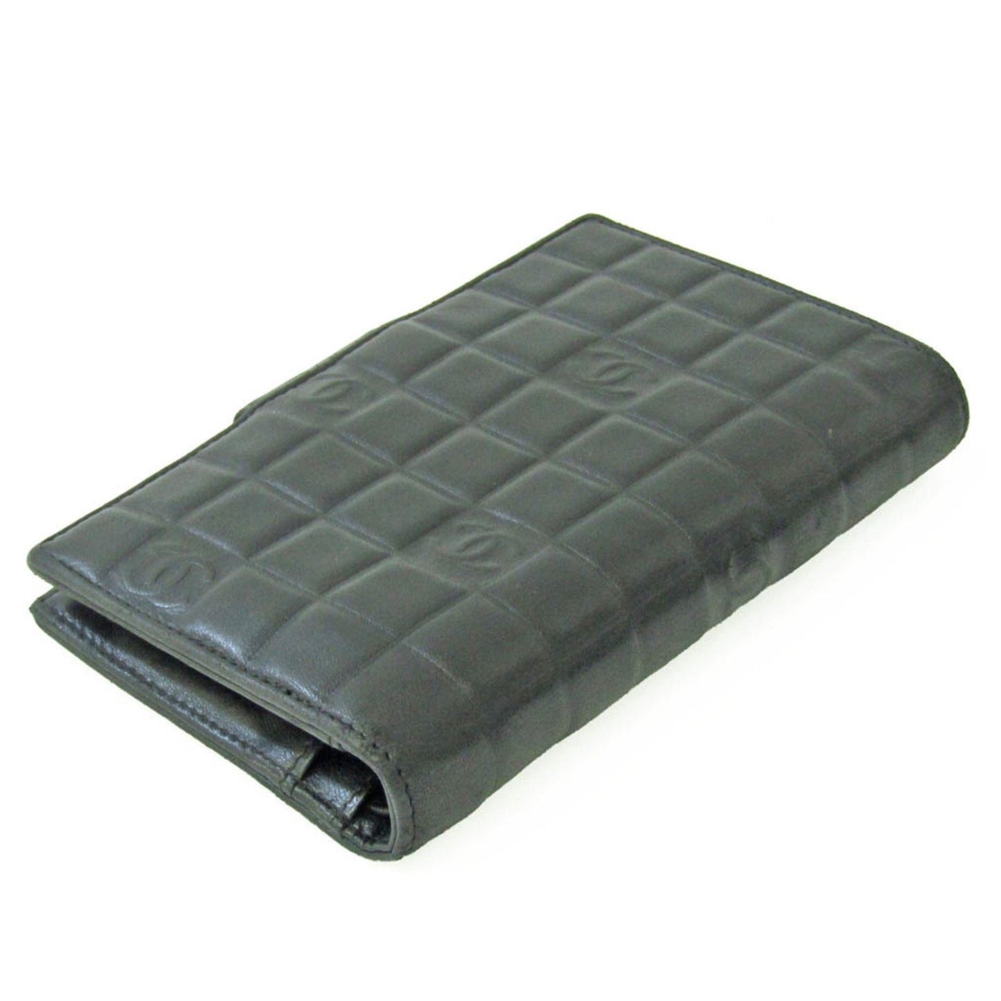 Luxury Chanel Chocolate Bar Women's Leather Middle Wallet [bi-fold] Black