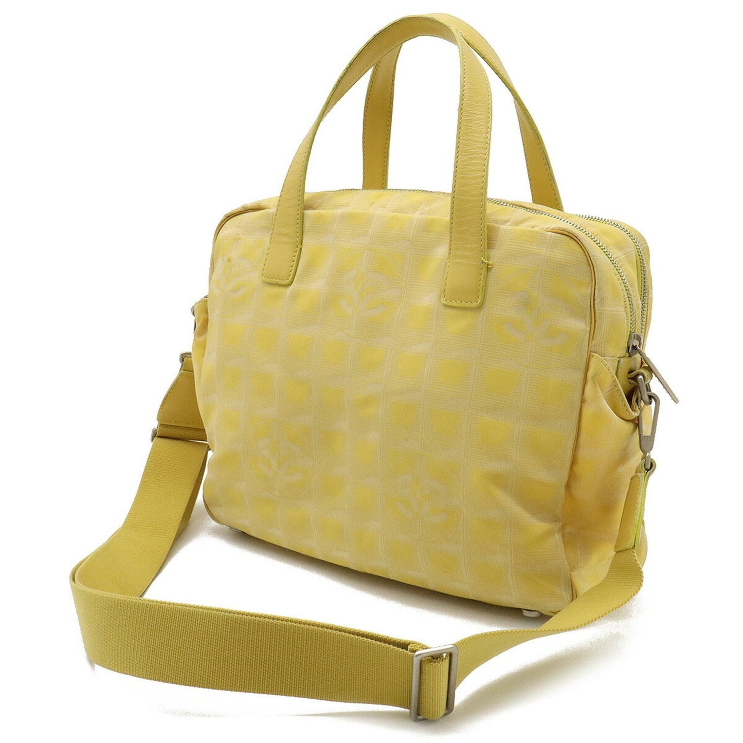 Luxury Chanel New Line Handbag Shoulder Bag Jacquard Canvas Yellow A15973