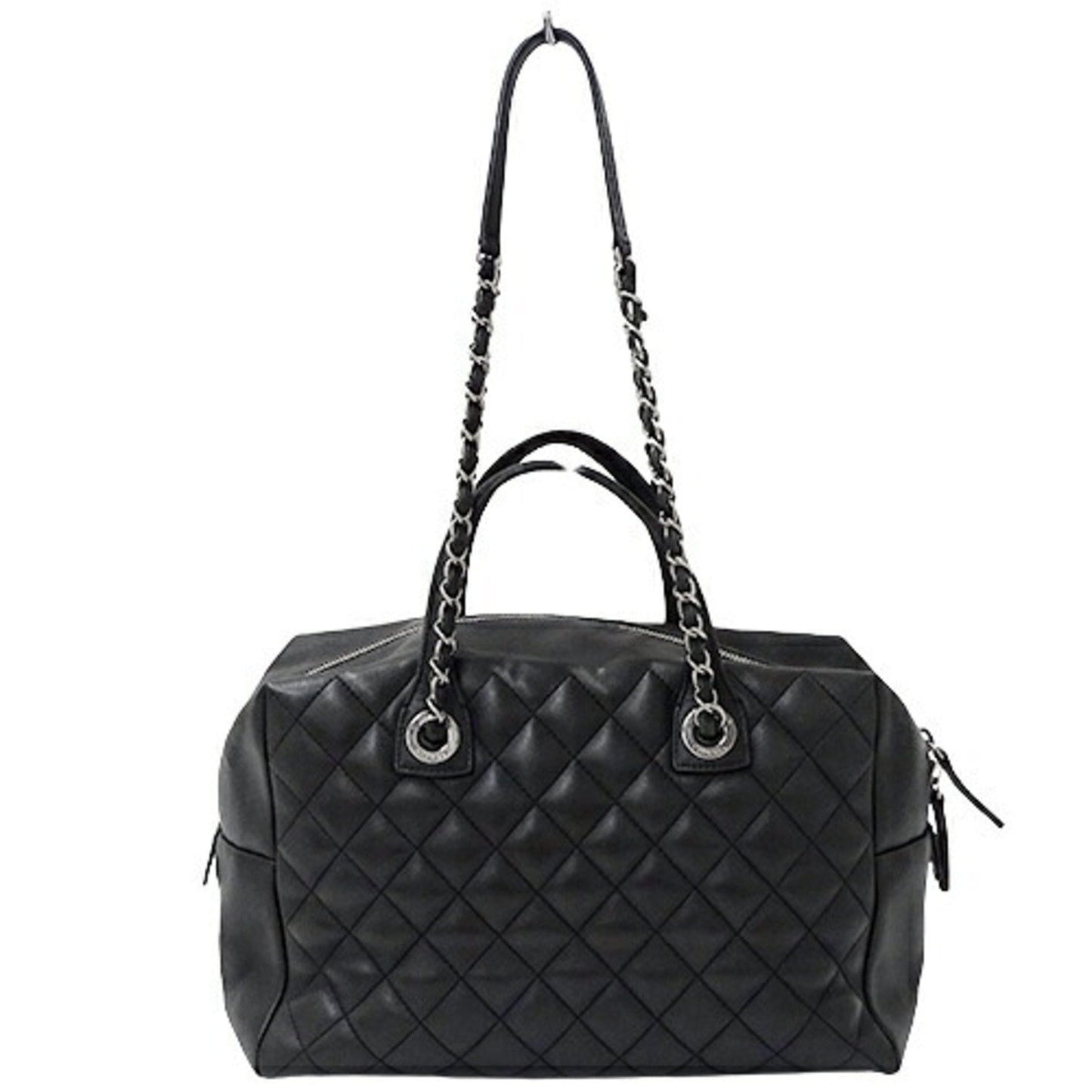 Luxury Chanel bag matelasse lady's tote handbag 2way leather black