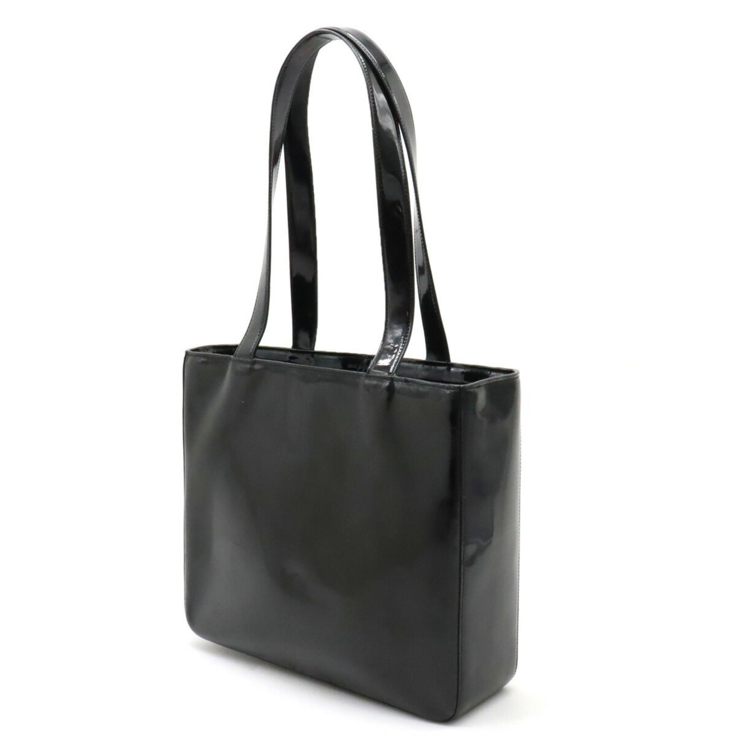 Luxury Chanel tote bag shoulder enamel patent leather black