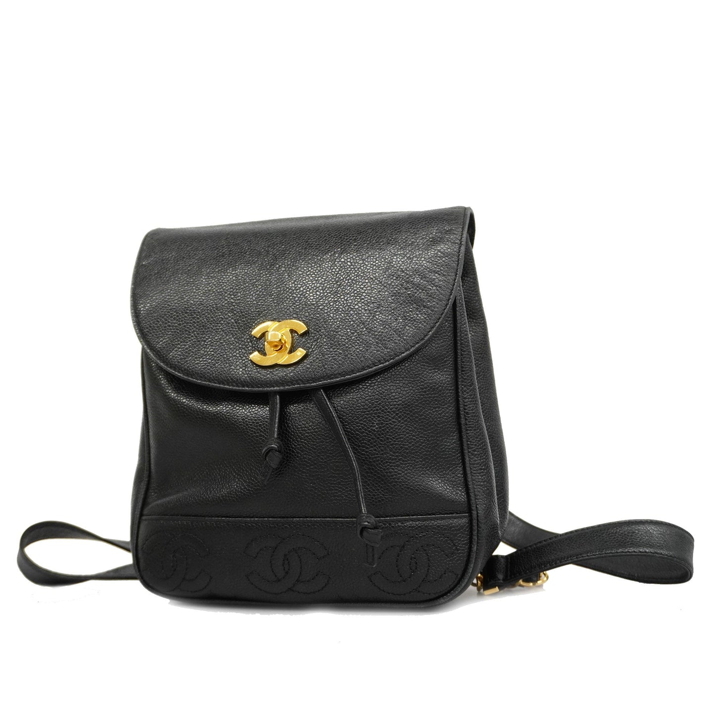 Luxury Chanel  Triple Coco Women's Leather Backpack Black