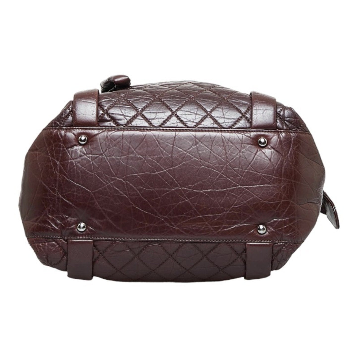 Luxury Chanel Cocomark Luxury Line Chain Shoulder Bag Tote Brown Silver Leather Ladies