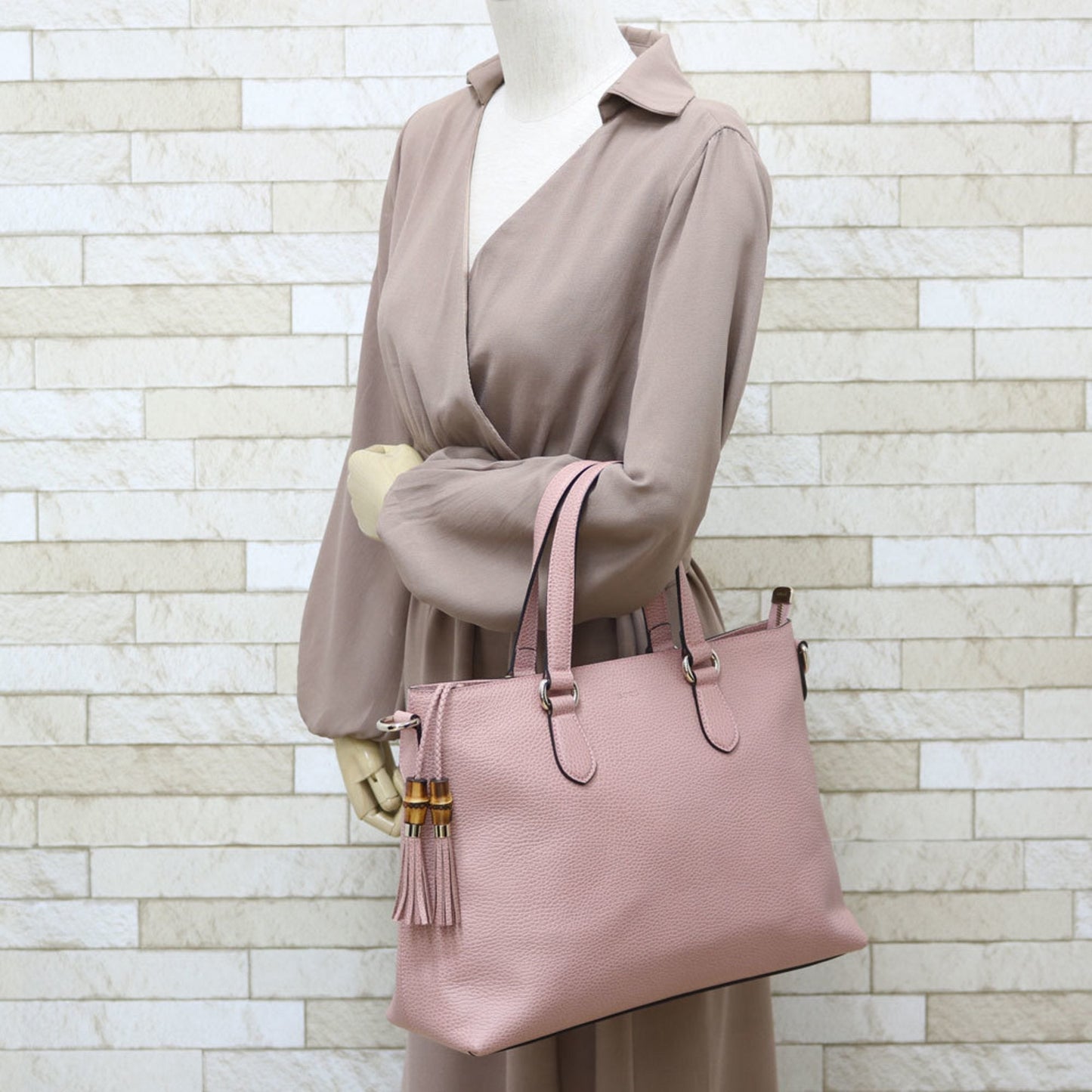Luxury Gucci Shoulder Bag Bamboo Handbag Pink Ladies