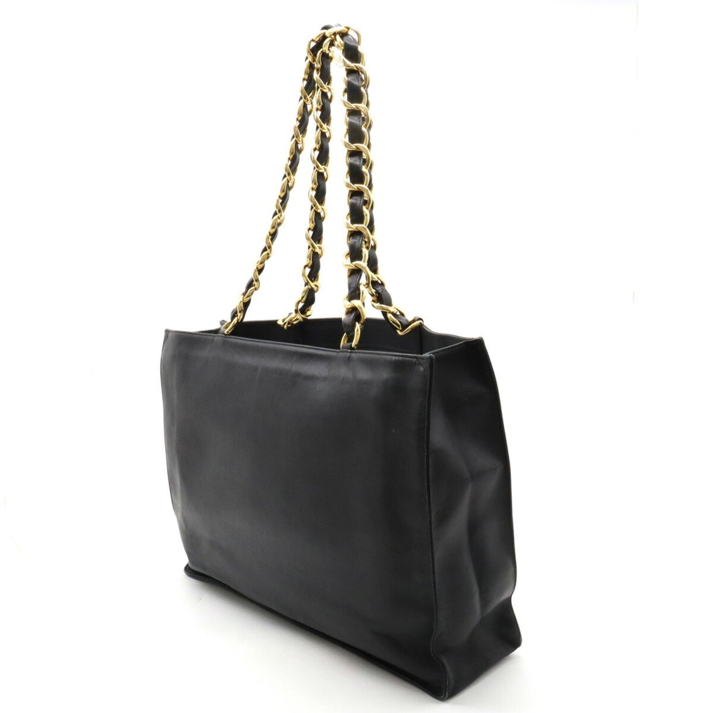 Luxury Chanel here mark chain tote bag large shoulder leather black