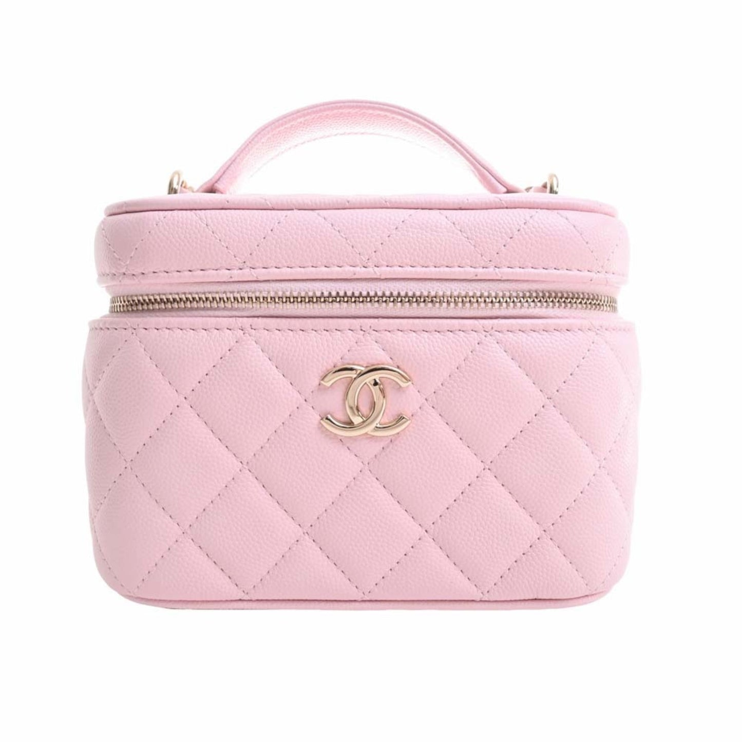 Luxury Chanel Caviar Skin Matelasse Coco Mark Small Vanity Bag Shoulder Pink Ladies