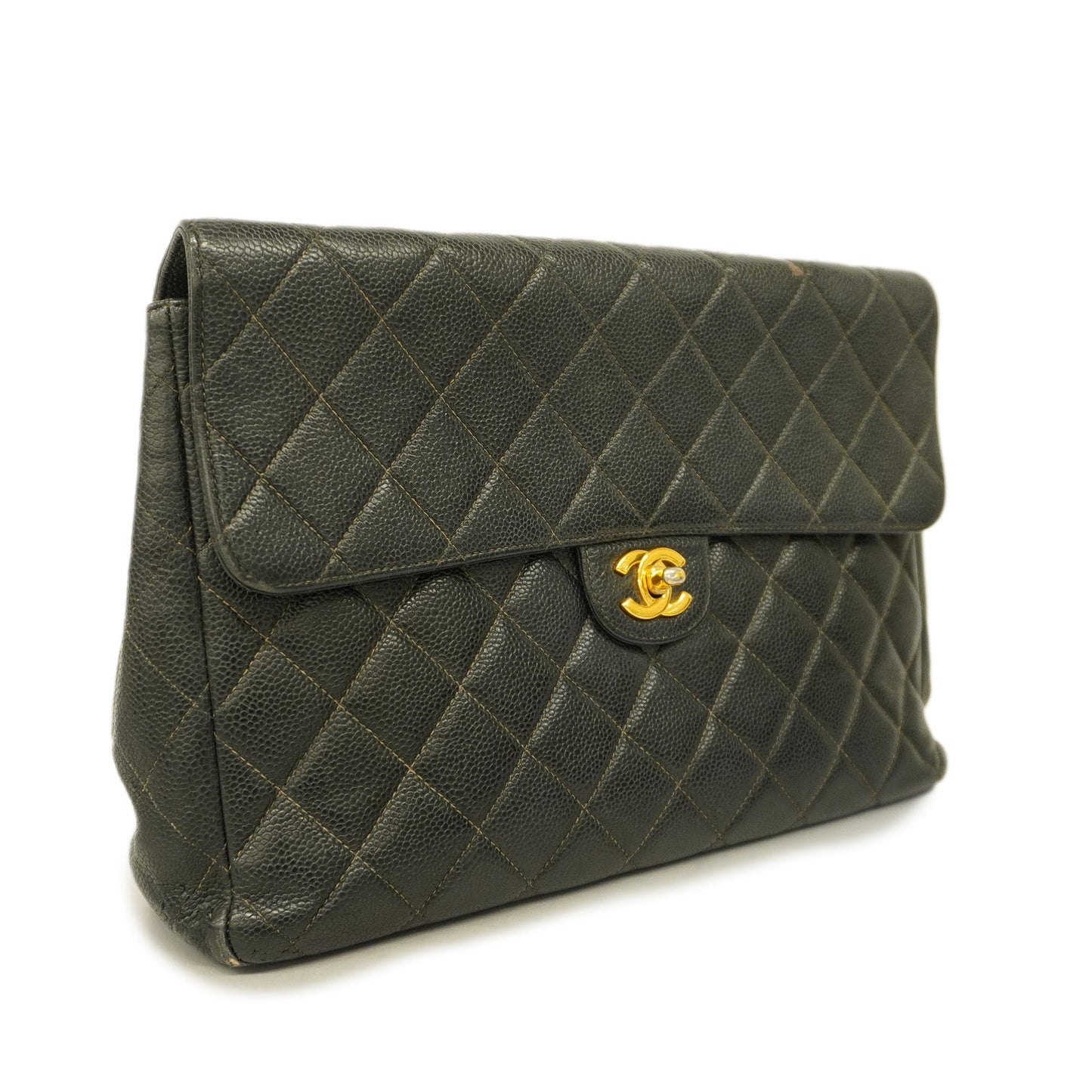 Luxury Chanel  Matelasse Big Matelasse W Chain Women's Caviar Leather Shoulder Bag Black