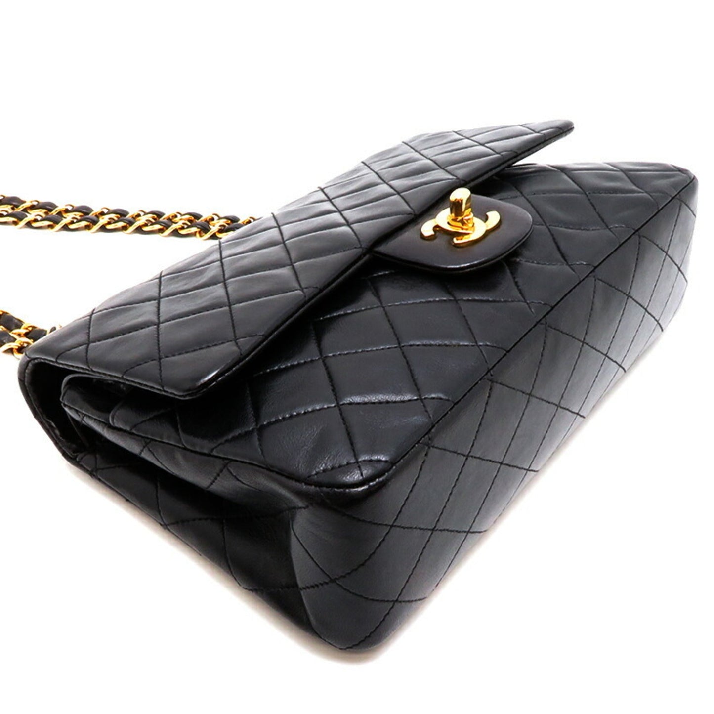 Luxury Chanel Matelasse 25 Chain Shoulder Women's Bag Lambskin Black