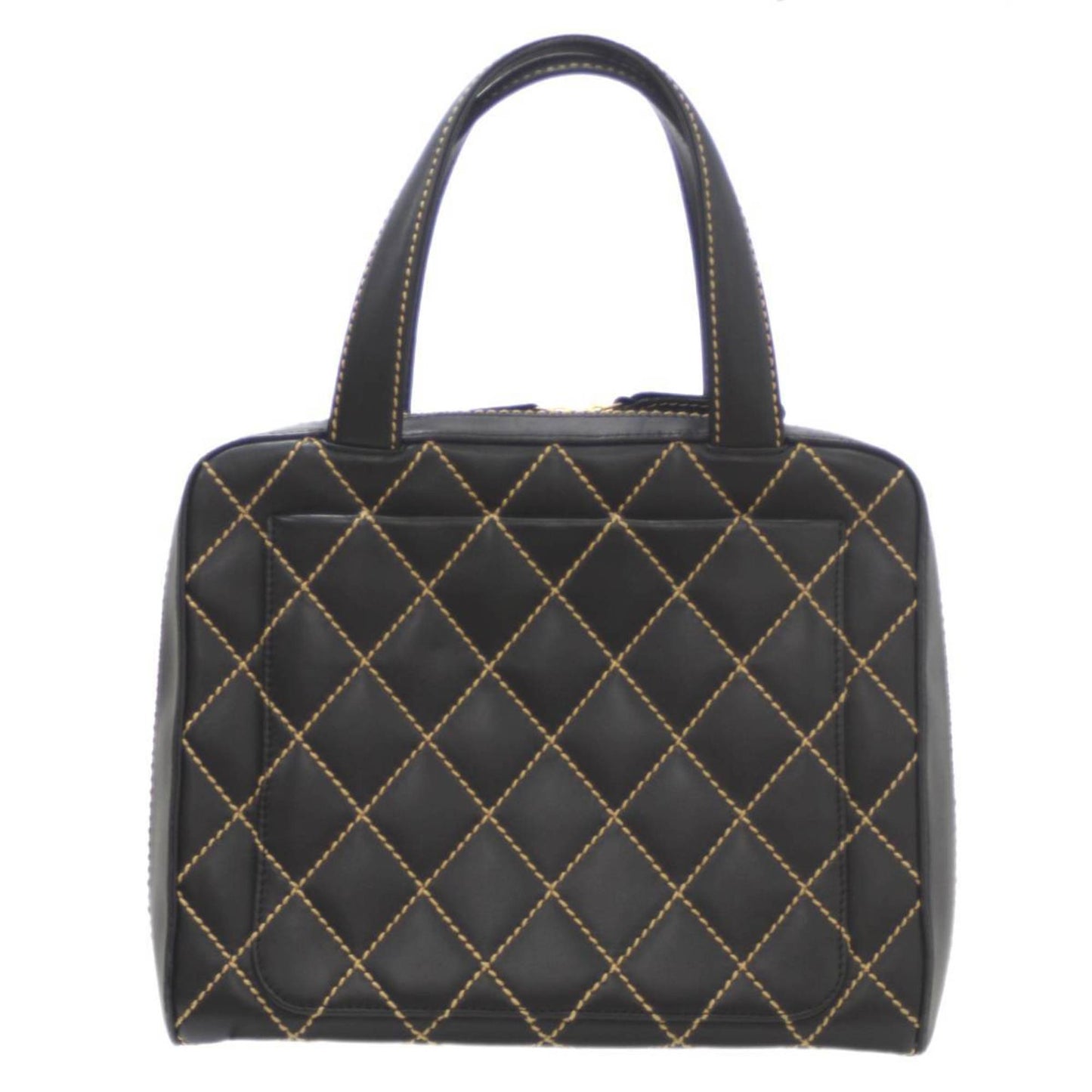 Luxury Chanel Wild Stitch Coco Mark Handbag Leather Black 7687325