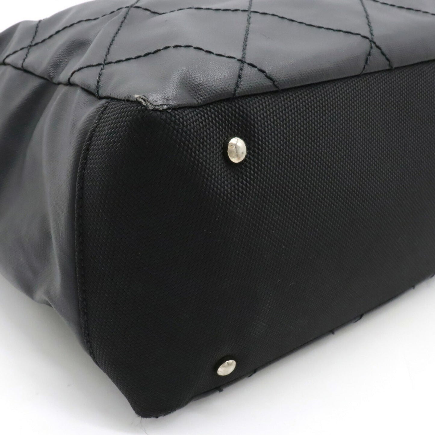 Luxury Chanel Paris Biarritz Tote MM Bag Handbag Coated Canvas Black A34209