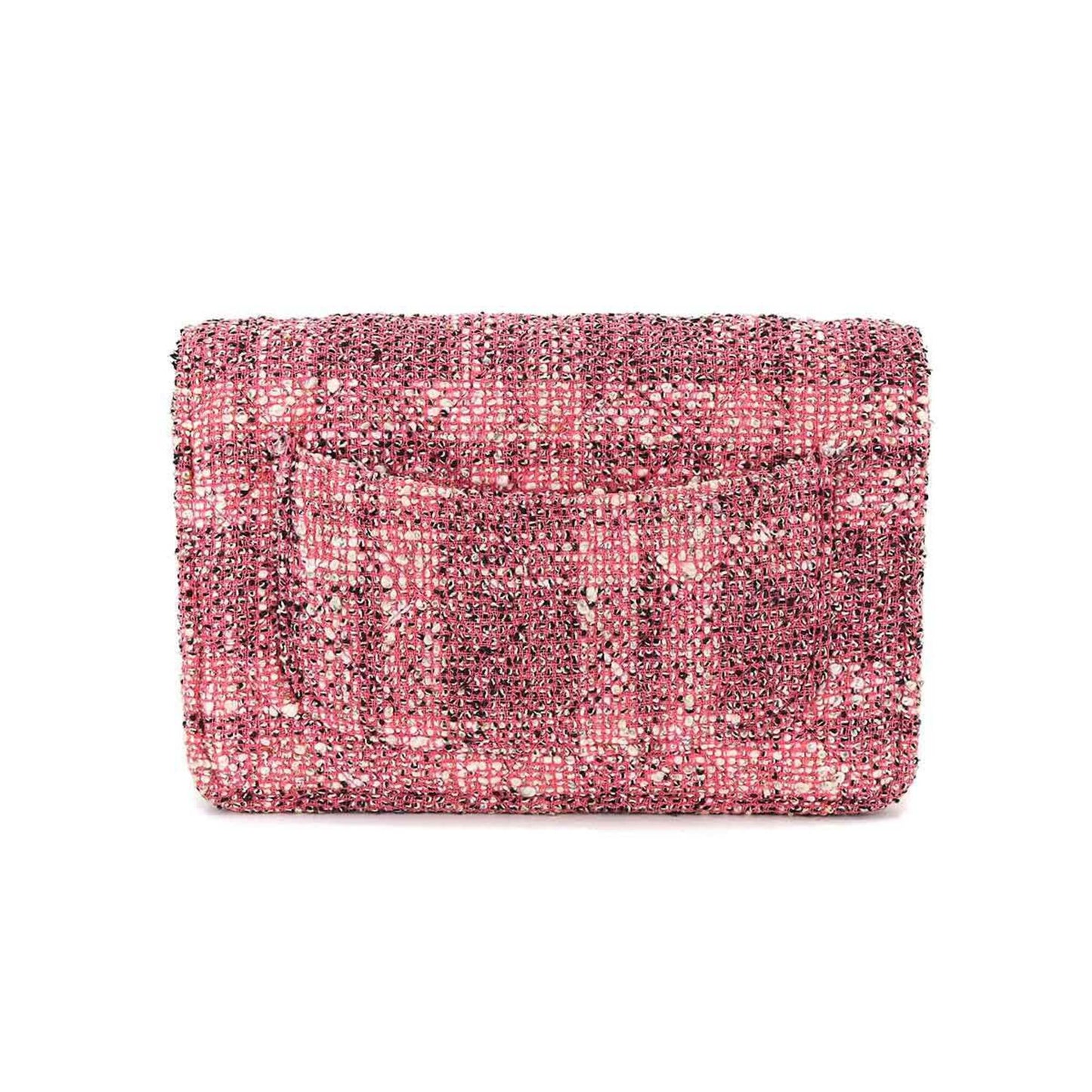 Luxury Chanel 2.55 matelasse chain wallet long tweed multicolor silver metal fittings Chain Wallet