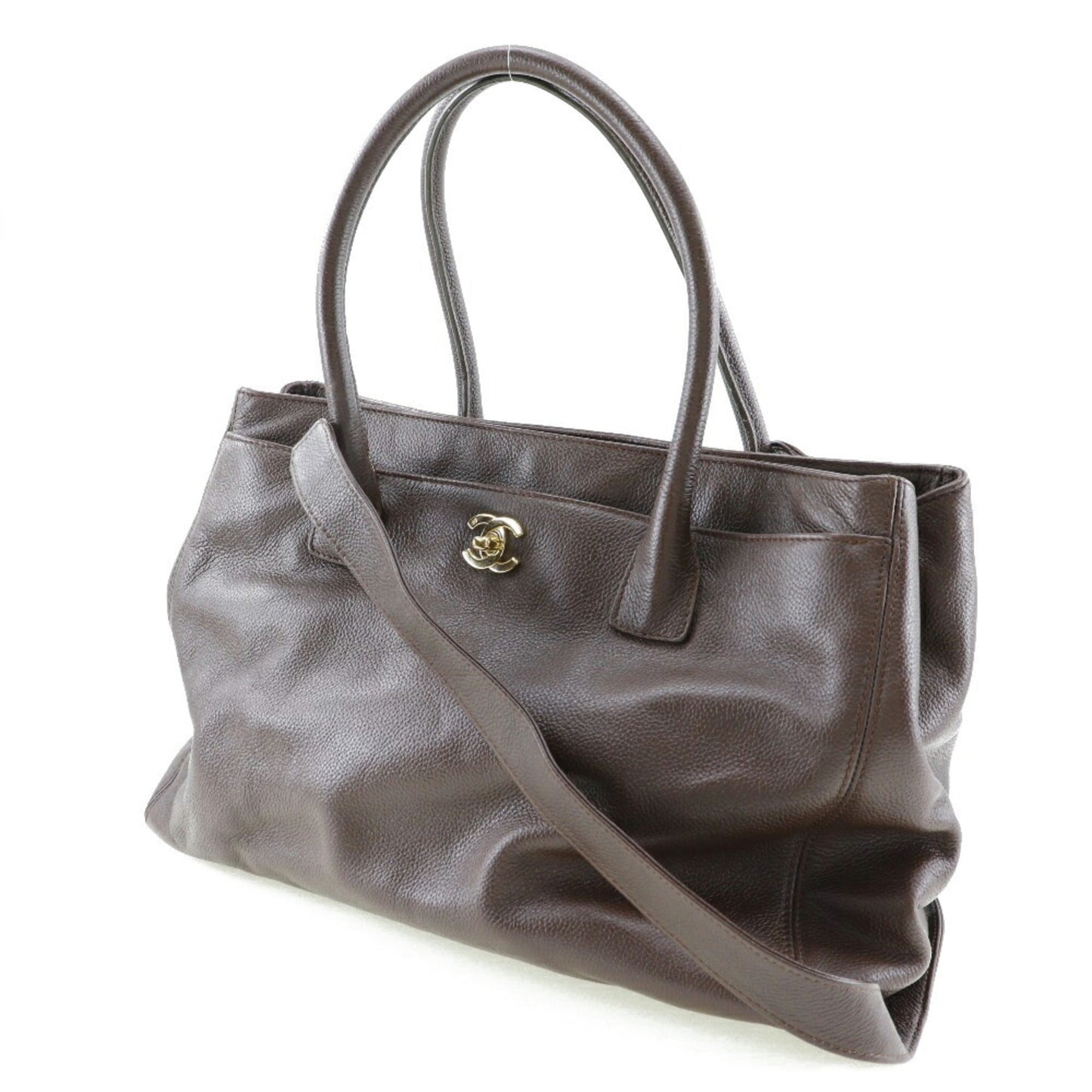 Luxury Chanel Executive Tote Bag 2WAY Shoulder A15206 Matte Caviar Skin Italian Brown Crossbody Handbag 2way Magnetic Type Ladies