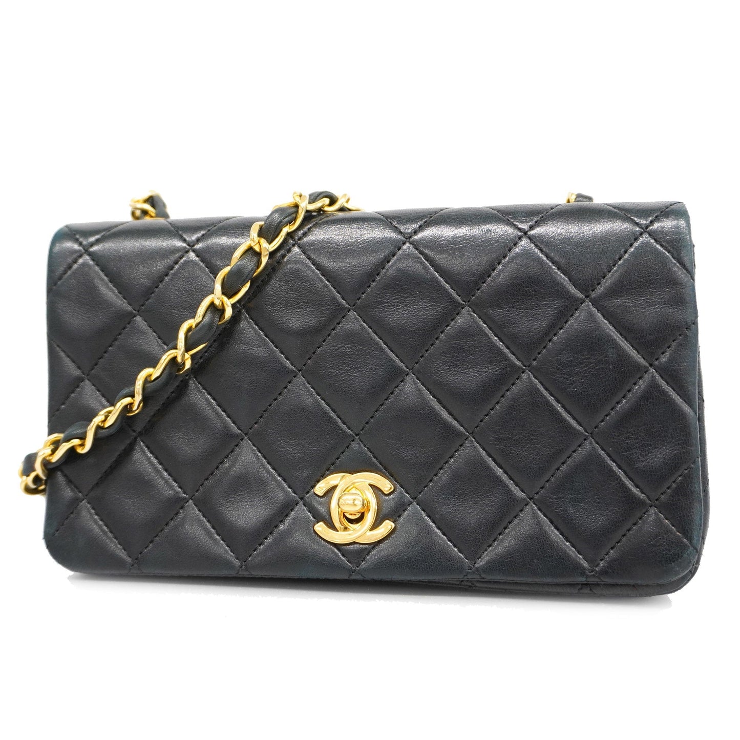 CHANEL[3ca0446]   Shoulder Bag Matelasse Single Chain Lambskin Black Gold metal