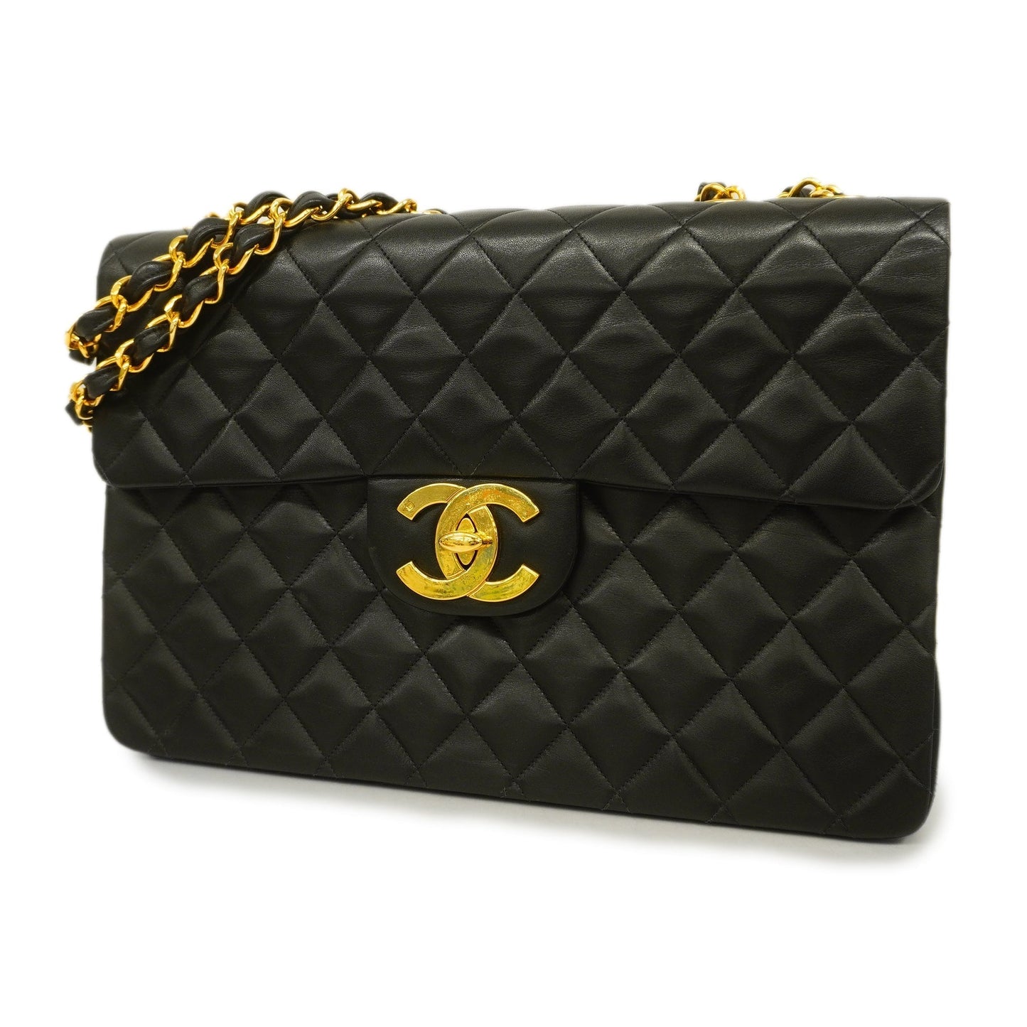 Luxury Chanel  Matelasse Big Matelasse W Chain Women's Leather Shoulder Bag Black