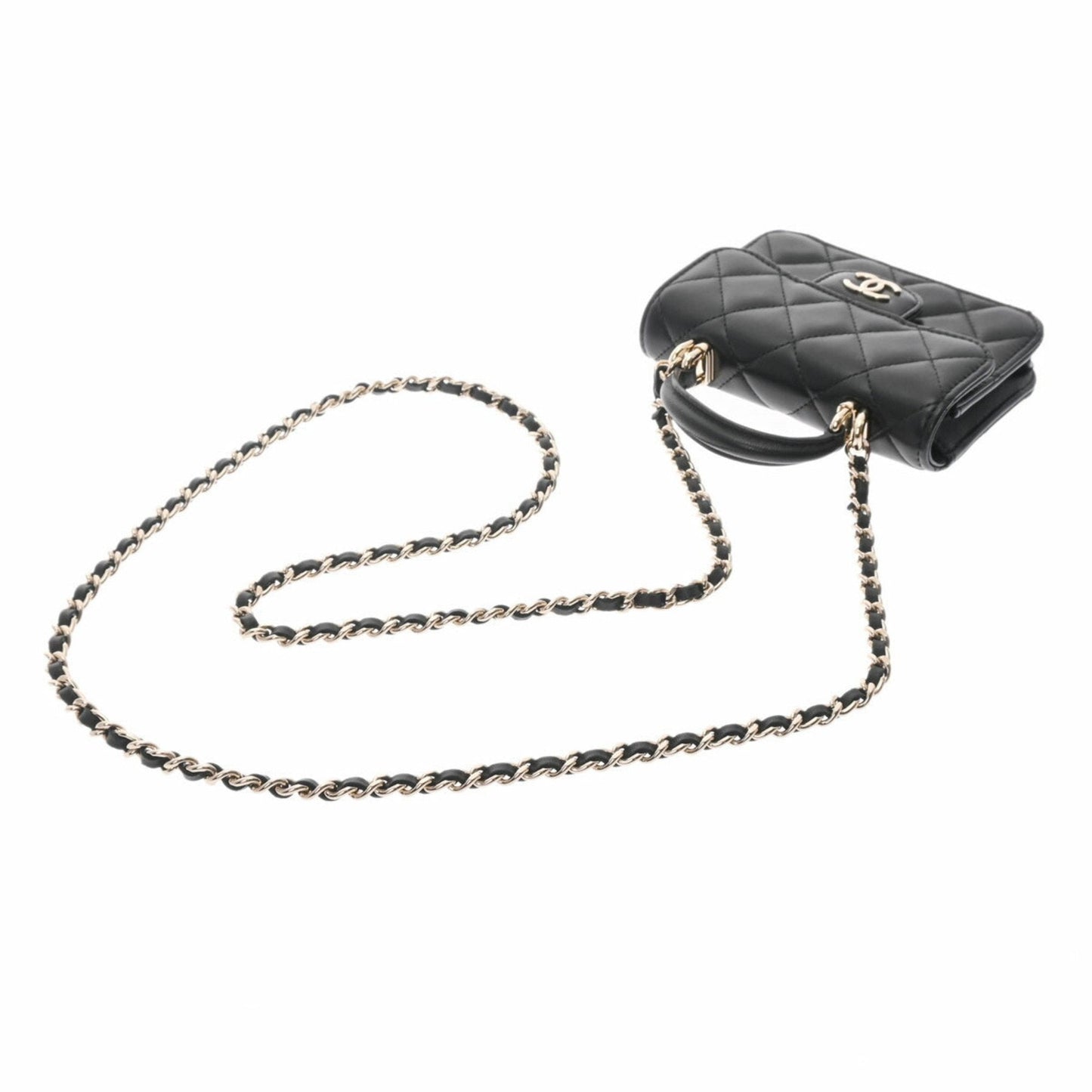Luxury Chanel matelasse chain shoulder black ladies lambskin bag