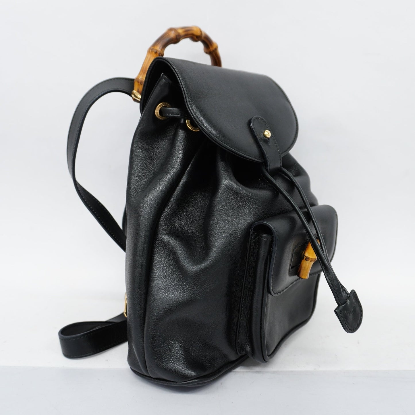 Luxury Gucci  Bamboo Rucksack 003 2058 0030 Women's Leather Backpack Black