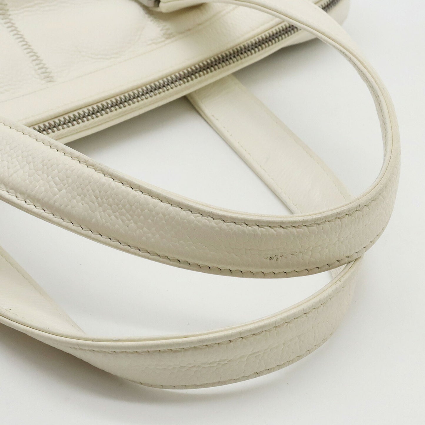 Luxury Chanel Chocolate Bar Coco Mark Handbag Boston Leather Ivory White