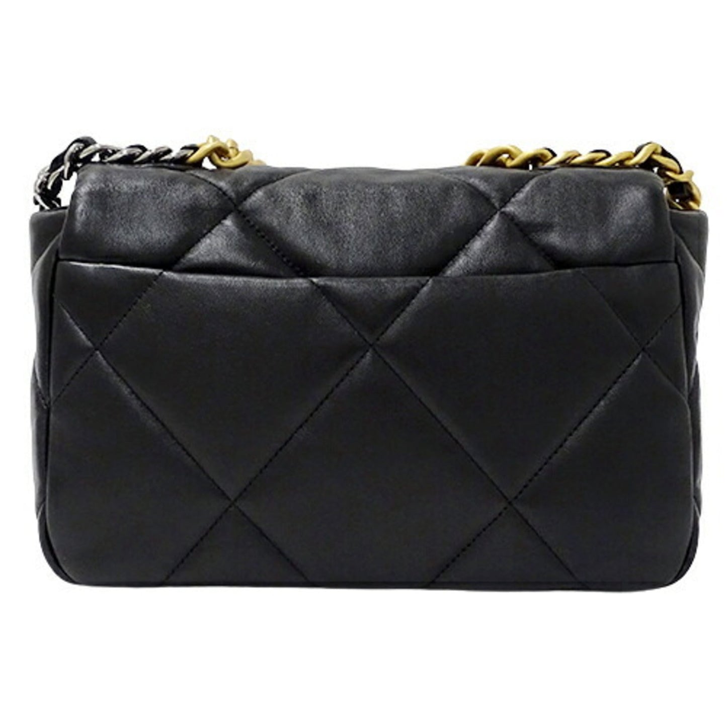 Luxury Chanel Bag Women's Shoulder 19 Handbag Shiny Lambskin Black AS1160 Crossbody