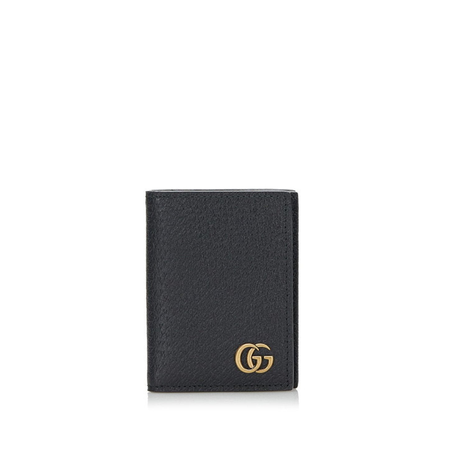 Luxury Gucci GG Marmont Double Card Case Business Holder 428737 Black Leather Ladies GUCCI