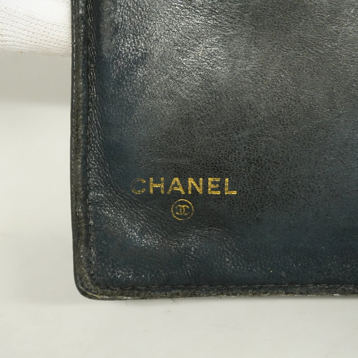 CHANEL[3cc2399]   long wallet caviar skin black gold metal