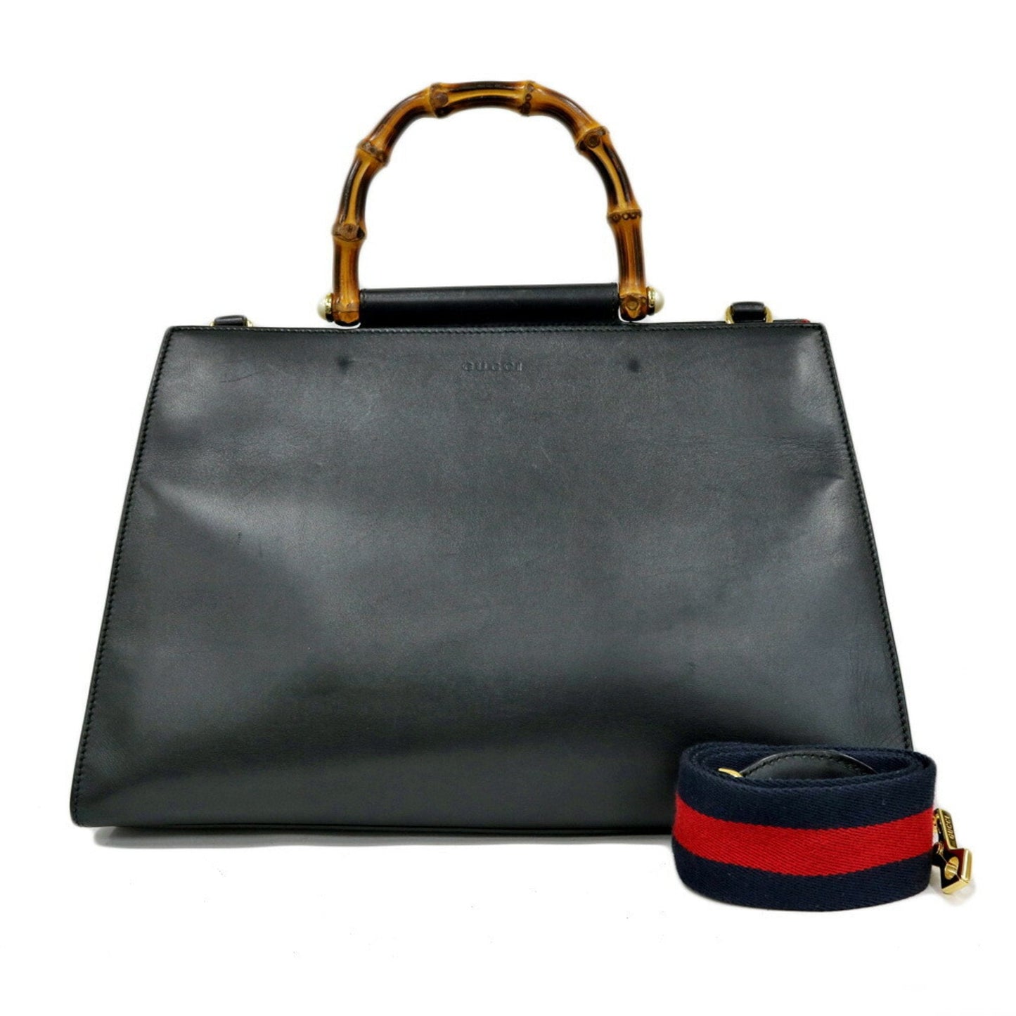 Luxury Gucci Shoulder Bag Bamboo Handbag Black Ladies