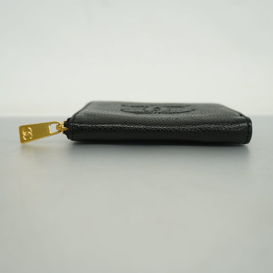 CHANEL  Women's Caviar Leather Gold Hardware Coin Purse/coin Case Black