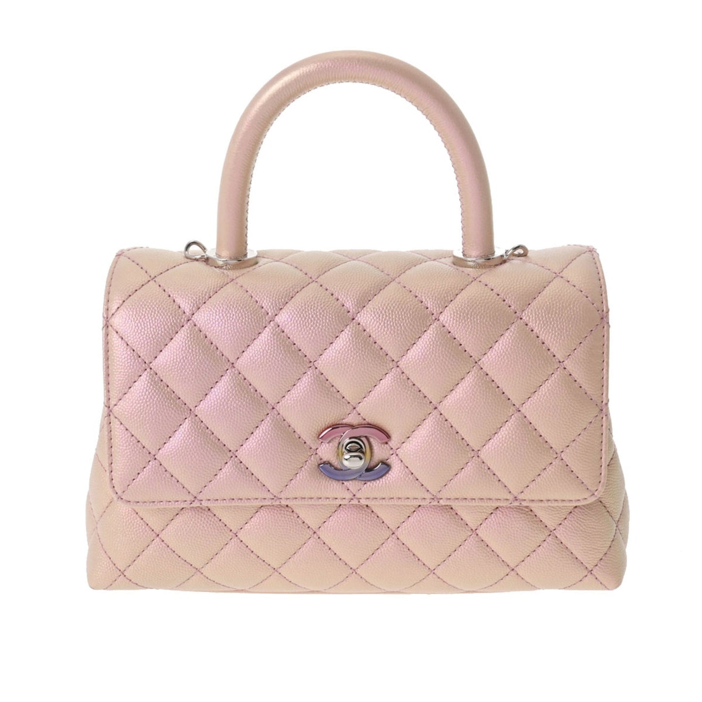 Luxury Chanel Matelasse XS Metallic Pink Gradient Metal Fittings Women's Caviar Skin Bag