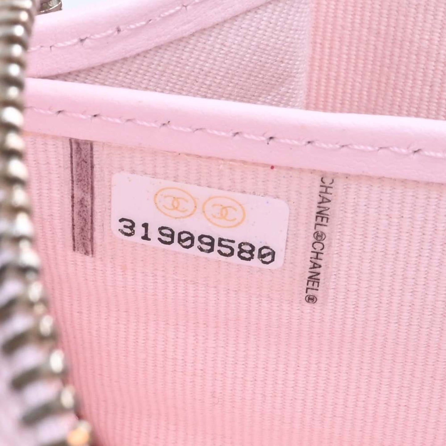CHANEL Caviar Skin Matelasse Coco Mark Round Long Wallet Pink Ladies