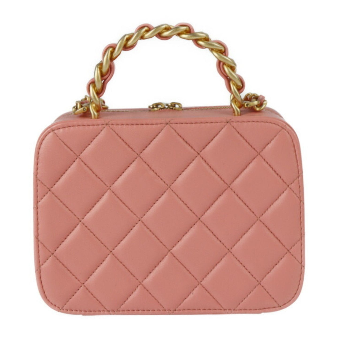 Luxury Chanel Small Vanity Shoulder Bag AS3318 Leather Pink Series Gold Metal Fittings Top Handle Case Matrasse Coco Mark Chain 2WAY Handbag Round Fastener