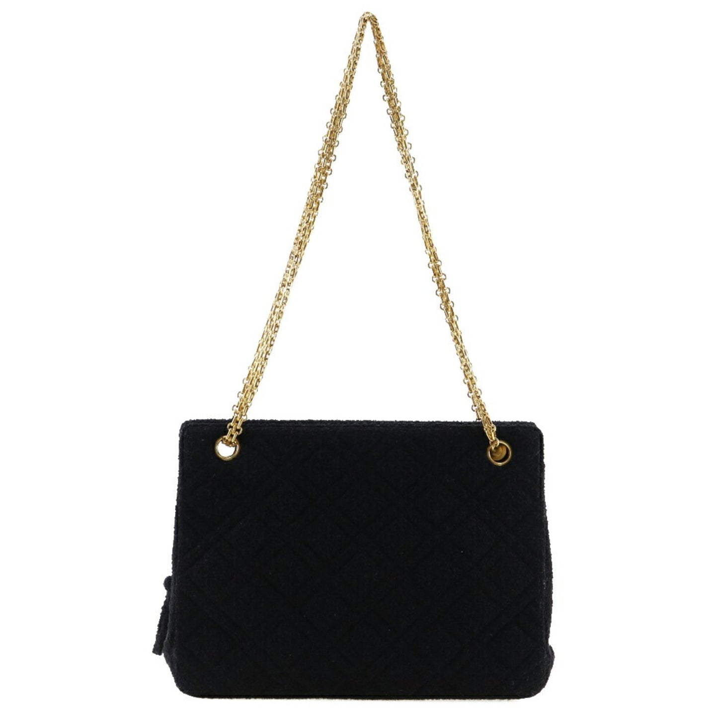 Luxury Chanel Chainback Shoulder Bag Matelasse Tweed x Gold Plated Black Ladies