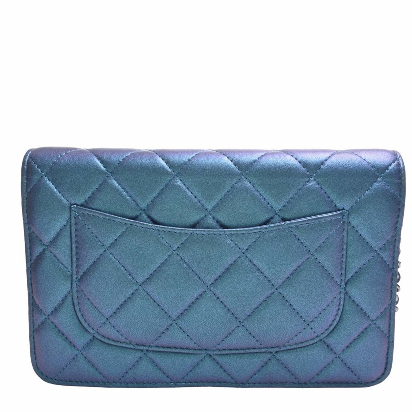 Luxury Chanel Leather Matelasse Coco Mark Chain Shoulder Long Wallet Blue Ladies