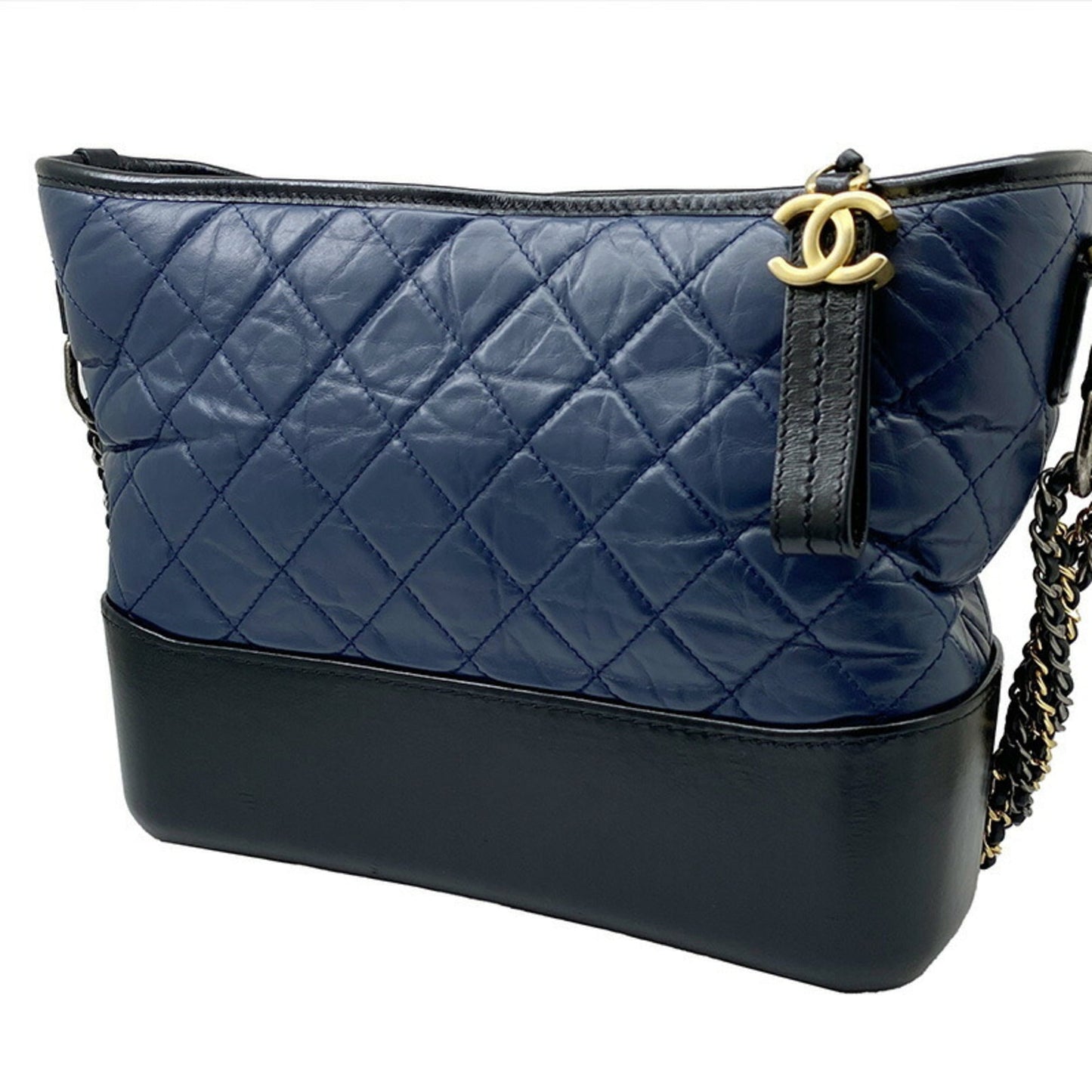 Luxury Chanel Gabriel Chain Shoulder Bag Medium Hobo Leather Navy Black Aged Calf Women Men Unisex 4WAY