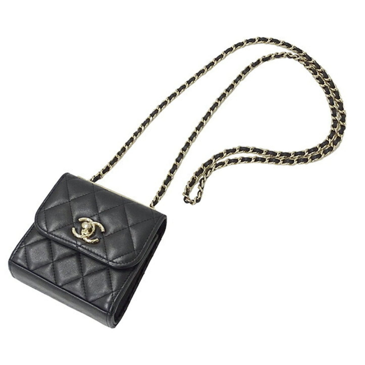 Luxury Chanel Bag Matelasse Women's Shoulder Lambskin Chain Black